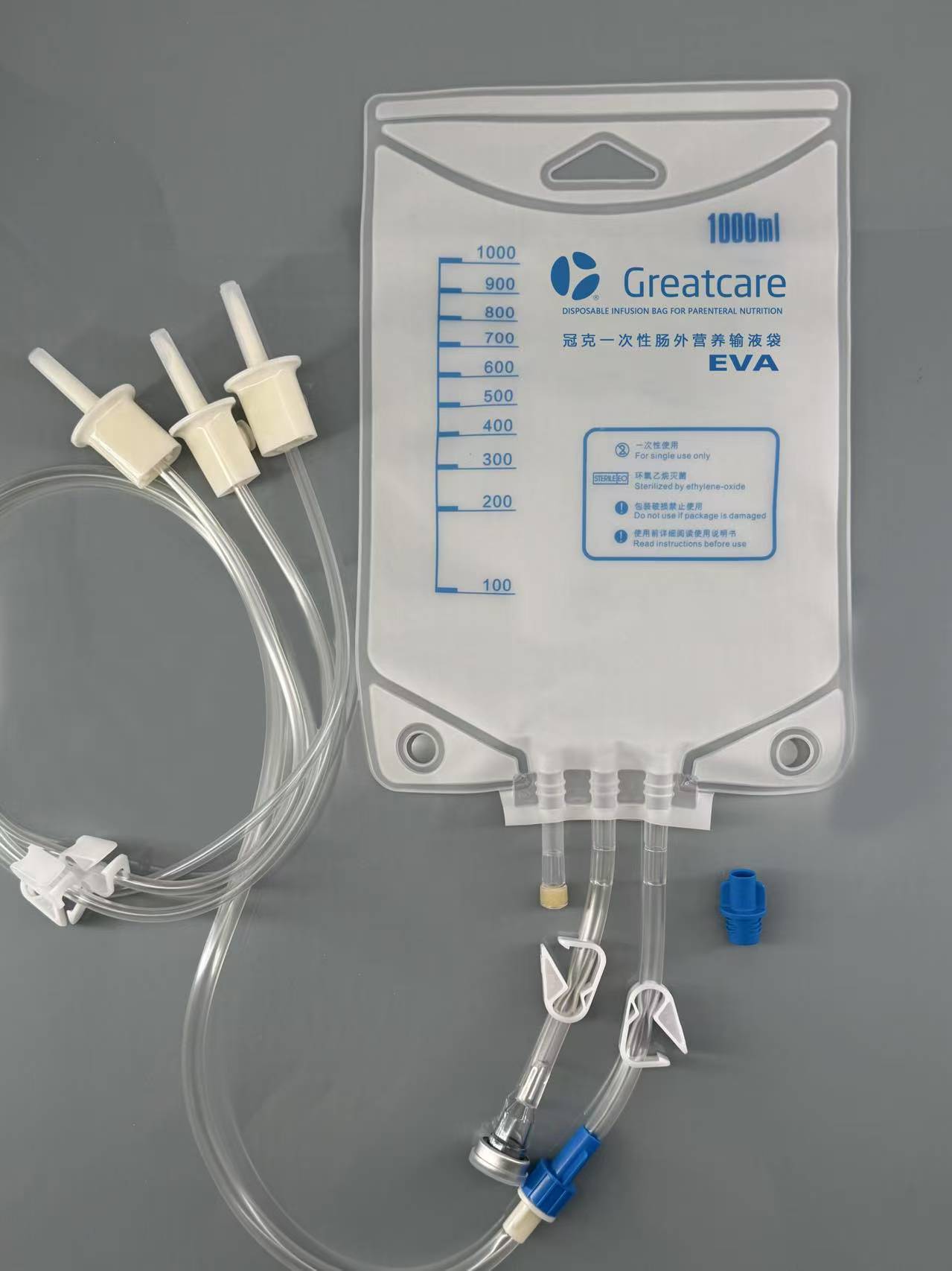 Mála insilte indiúscartha le haghaidh cothaithe parenteral